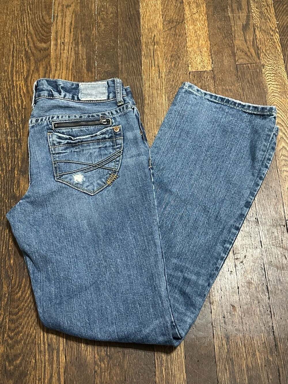 Y2K 90’s Aeropostale Chelsea Skinny Bootcut Distressed Denim Jeans Low Rise 9/10